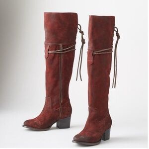 Freebird Blain oiled wine suede knee high boots